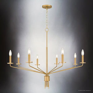 Urban Ambiance - Chandelier - UQL6620 Modern Indoor Chandelier, 31''H x 40''W x 40''Dep, Brushed Gold Finish, Ivenden Collection - 