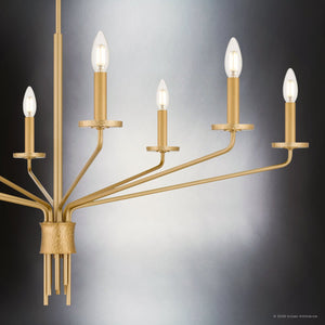 Urban Ambiance - Chandelier - UQL6620 Modern Indoor Chandelier, 31''H x 40''W x 40''Dep, Brushed Gold Finish, Ivenden Collection - 