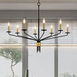 Urban Ambiance - Chandelier - UQL6621 Modern Indoor Chandelier, 31''H x 40''W x 40''Dep, Matte Black Finish, Ivenden Collection - 