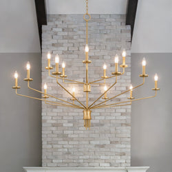 Urban Ambiance - Chandelier - UQL6622 Modern Indoor Chandelier, 46''H x 55''W x 55''Dep, Brushed Gold Finish, Ivenden Collection - 