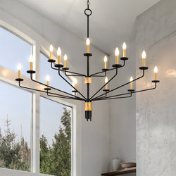 Urban Ambiance - Chandelier - UQL6623 Modern Indoor Chandelier, 46''H x 55''W x 55''Dep, Matte Black Finish, Ivenden Collection - 
