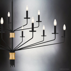 Urban Ambiance - Chandelier - UQL6623 Modern Indoor Chandelier, 46''H x 55''W x 55''Dep, Matte Black Finish, Ivenden Collection - 
