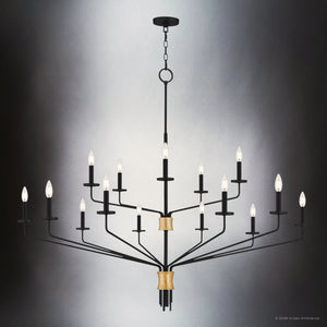 Urban Ambiance - Chandelier - UQL6623 Modern Indoor Chandelier, 46''H x 55''W x 55''Dep, Matte Black Finish, Ivenden Collection - 