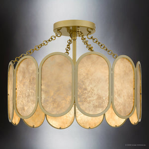 Urban Ambiance - Ceiling Light - UQL6630 Art Deco Indoor Ceiling Light, 12.25''H x 16''W x 16''Dep, Light Gold Finish, Kellington Collection - 