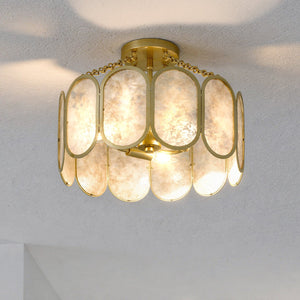 Urban Ambiance - Ceiling Light - UQL6630 Art Deco Indoor Ceiling Light, 12.25''H x 16''W x 16''Dep, Light Gold Finish, Kellington Collection - 