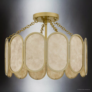 Urban Ambiance - Ceiling Light - UQL6630 Art Deco Indoor Ceiling Light, 12.25''H x 16''W x 16''Dep, Light Gold Finish, Kellington Collection - 