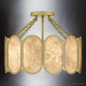 Urban Ambiance - Ceiling Light - UQL6630 Art Deco Indoor Ceiling Light, 12.25''H x 16''W x 16''Dep, Light Gold Finish, Kellington Collection - 