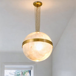 Urban Ambiance - Pendant - UQL6640 Art Deco Indoor Pendant, 17''H x 16.25''W x 16.25''Dep, Brushed Gold Finish, Normere Collection - 