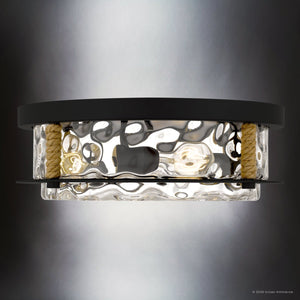 Urban Ambiance - Ceiling Light - UQL6650 Coastal Indoor Ceiling Light, 6.25''H x 15.75''W x 15.75''Dep, Matte Black Finish, Lancaster Collection - 