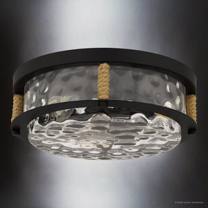 Urban Ambiance - Ceiling Light - UQL6650 Coastal Indoor Ceiling Light, 6.25''H x 15.75''W x 15.75''Dep, Matte Black Finish, Lancaster Collection - 