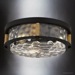 Urban Ambiance - Ceiling Light - UQL6650 Coastal Indoor Ceiling Light, 6.25''H x 15.75''W x 15.75''Dep, Matte Black Finish, Lancaster Collection - 