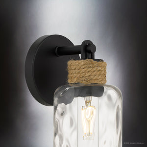 Urban Ambiance - Wall Sconce - UQL6651 Coastal Indoor Wall Sconce, 11.75''H x 4.75''W x 5.75''Dep, Matte Black Finish, Lancaster Collection - 