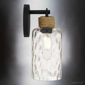 Urban Ambiance - Wall Sconce - UQL6651 Coastal Indoor Wall Sconce, 11.75''H x 4.75''W x 5.75''Dep, Matte Black Finish, Lancaster Collection - 