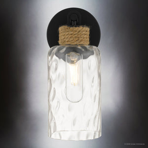 Urban Ambiance - Wall Sconce - UQL6651 Coastal Indoor Wall Sconce, 11.75''H x 4.75''W x 5.75''Dep, Matte Black Finish, Lancaster Collection - 