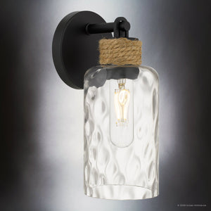 Urban Ambiance - Wall Sconce - UQL6651 Coastal Indoor Wall Sconce, 11.75''H x 4.75''W x 5.75''Dep, Matte Black Finish, Lancaster Collection - 