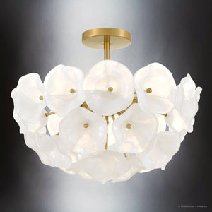 Urban Ambiance - Ceiling Light - UQL6660 Glam Indoor Ceiling Light, 15''H x 18.75''W x 18.75''Dep, Brushed Gold Finish, Foxleigh Collection - 