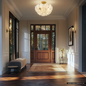 Urban Ambiance - Ceiling Light - UQL6660 Glam Indoor Ceiling Light, 15''H x 18.75''W x 18.75''Dep, Brushed Gold Finish, Foxleigh Collection - 