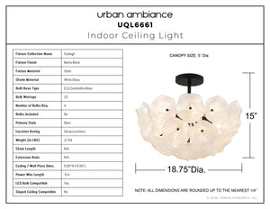 Urban Ambiance - Ceiling Light - UQL6661 Glam Indoor Ceiling Light, 15''H x 18.75''W x 18.75''Dep, Matte Black Finish, Foxleigh Collection - 