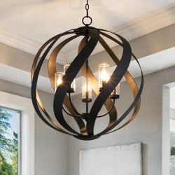 Urban Ambiance - Pendant - UQL6670 Industrial Indoor Pendant, 29.5''H x 26''W x 26''Dep, Earth Black Finish, Walsall Collection - 
