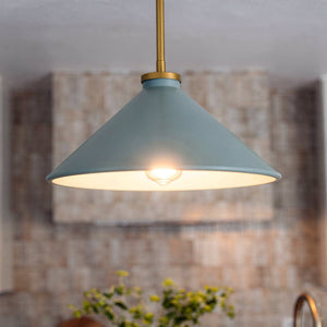 Urban Ambiance - Pendant - UQL6680 Mid - Century Modern Indoor Pendant, 7.5''H x 14''W x 14''Dep, Brushed Gold Finish, Netherfell Collection -