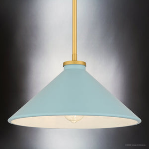 Urban Ambiance - Pendant - UQL6680 Mid - Century Modern Indoor Pendant, 7.5''H x 14''W x 14''Dep, Brushed Gold Finish, Netherfell Collection - 