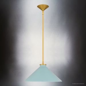Urban Ambiance - Pendant - UQL6680 Mid - Century Modern Indoor Pendant, 7.5''H x 14''W x 14''Dep, Brushed Gold Finish, Netherfell Collection - 