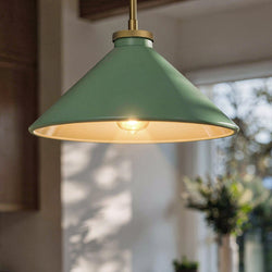 Urban Ambiance - Pendant - UQL6682 Mid - Century Modern Indoor Pendant, 7.5''H x 14''W x 14''Dep, Brushed Gold Finish, Netherfell Collection - 