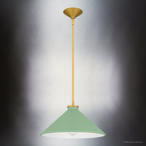 Urban Ambiance - Pendant - UQL6682 Mid - Century Modern Indoor Pendant, 7.5''H x 14''W x 14''Dep, Brushed Gold Finish, Netherfell Collection - 