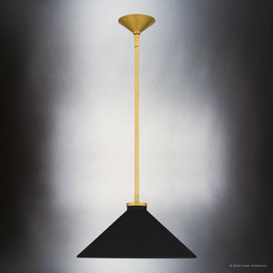 Urban Ambiance - Pendant - UQL6683 Mid - Century Modern Indoor Pendant, 7.5''H x 14''W x 14''Dep, Brushed Gold Finish, Netherfell Collection - 