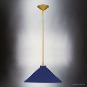 Urban Ambiance - Pendant - UQL6684 Mid - Century Modern Indoor Pendant, 7.5''H x 14''W x 14''Dep, Brushed Gold Finish, Netherfell Collection - 