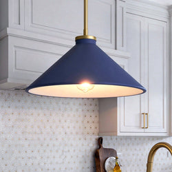 Urban Ambiance - Pendant - UQL6684 Mid - Century Modern Indoor Pendant, 7.5''H x 14''W x 14''Dep, Brushed Gold Finish, Netherfell Collection - 