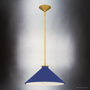 Urban Ambiance - Pendant - UQL6684 Mid - Century Modern Indoor Pendant, 7.5''H x 14''W x 14''Dep, Brushed Gold Finish, Netherfell Collection - 