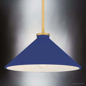 Urban Ambiance - Pendant - UQL6684 Mid - Century Modern Indoor Pendant, 7.5''H x 14''W x 14''Dep, Brushed Gold Finish, Netherfell Collection - 