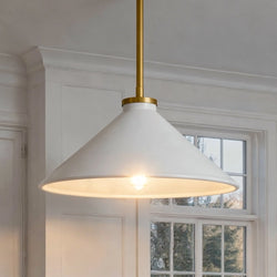 Urban Ambiance - Pendant - UQL6685 Mid - Century Modern Indoor Pendant, 7.5''H x 14''W x 14''Dep, Brushed Gold Finish, Netherfell Collection - 