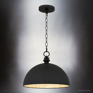 Urban Ambiance - Pendant - UQL6690 Industrial Indoor Pendant, 10.75''H x 13.75''W x 13.75''Dep, Matte Black Finish, Ashcombe Collection - 