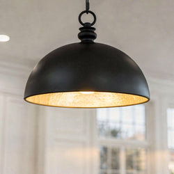 Urban Ambiance - Pendant - UQL6690 Industrial Indoor Pendant, 10.75''H x 13.75''W x 13.75''Dep, Matte Black Finish, Ashcombe Collection - 