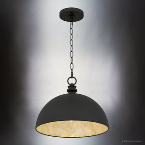 Urban Ambiance - Pendant - UQL6690 Industrial Indoor Pendant, 10.75''H x 13.75''W x 13.75''Dep, Matte Black Finish, Ashcombe Collection - 