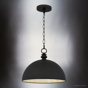 Urban Ambiance - Pendant - UQL6690 Industrial Indoor Pendant, 10.75''H x 13.75''W x 13.75''Dep, Matte Black Finish, Ashcombe Collection - 