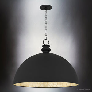 Urban Ambiance - Pendant - UQL6691 Industrial Indoor Pendant, 19''H x 25.5''W x 25.5''Dep, Matte Black Finish, Ashcombe Collection - 