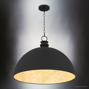 Urban Ambiance - Pendant - UQL6691 Industrial Indoor Pendant, 19''H x 25.5''W x 25.5''Dep, Matte Black Finish, Ashcombe Collection - 