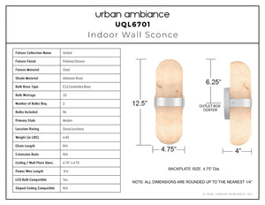 Urban Ambiance - Wall Sconce - UQL6701 Modern Indoor Wall Sconce, 12.5''H x 4.75''W x 4''Dep, Polished Chrome Finish, Varford Collection - 