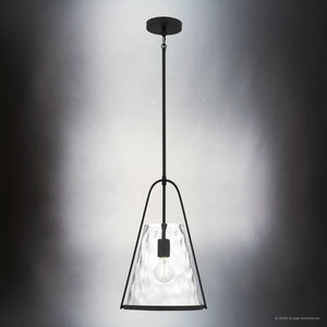 Urban Ambiance - Pendant - UQL6711 Modern Indoor Pendant, 18''H x 11.5''W x 10.5''Dep, Matte Black Finish, Rainswell Collection - 