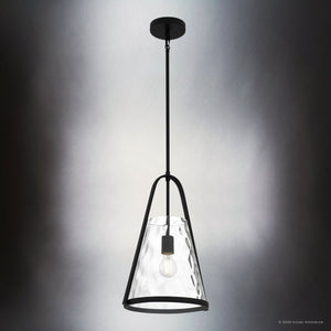 Urban Ambiance - Pendant - UQL6711 Modern Indoor Pendant, 18''H x 11.5''W x 10.5''Dep, Matte Black Finish, Rainswell Collection - 