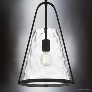 Urban Ambiance - Pendant - UQL6711 Modern Indoor Pendant, 18''H x 11.5''W x 10.5''Dep, Matte Black Finish, Rainswell Collection - 