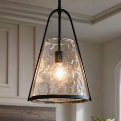 Urban Ambiance - Pendant - UQL6711 Modern Indoor Pendant, 18''H x 11.5''W x 10.5''Dep, Matte Black Finish, Rainswell Collection - 