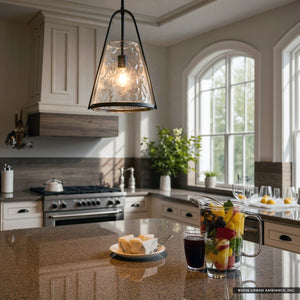 Urban Ambiance - Pendant - UQL6711 Modern Indoor Pendant, 18''H x 11.5''W x 10.5''Dep, Matte Black Finish, Rainswell Collection - 