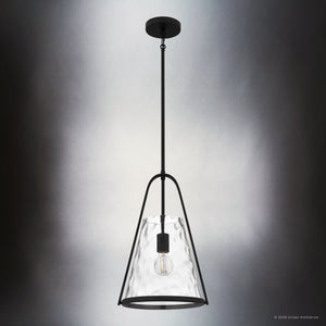 Urban Ambiance - Pendant - UQL6711 Modern Indoor Pendant, 18''H x 11.5''W x 10.5''Dep, Matte Black Finish, Rainswell Collection - 
