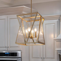 Urban Ambiance - Pendant - UQL6720 Contemporary Indoor Pendant, 18.75''H x 14''W x 14''Dep, Brushed Weathered Brass Finish, Purleigh Collection - 