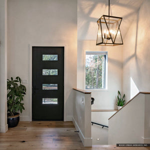 Urban Ambiance - Pendant - UQL6721 Contemporary Indoor Pendant, 18.75''H x 14''W x 14''Dep, Matte Black Finish, Purleigh Collection - 