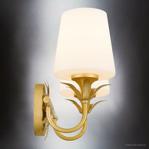 Urban Ambiance - Bath Light - UQL6731 Traditional Indoor Bath Light, 10.25''H x 15.5''W x 7.25''Dep, Gold Leaf Finish, Ambershaw Collection - 